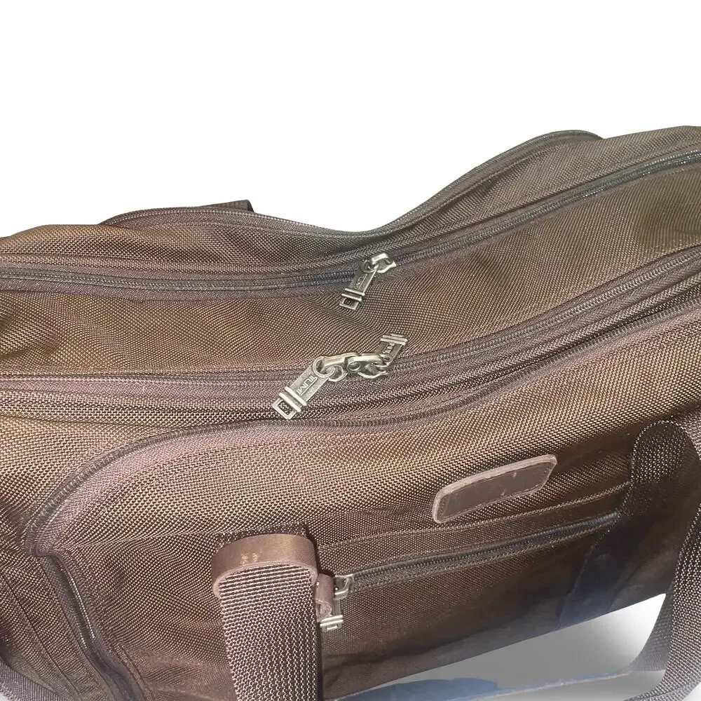 Tumi Alpha Brown Ballistic Nylon Expandable Duffel Bag Travel Satchel Carry On